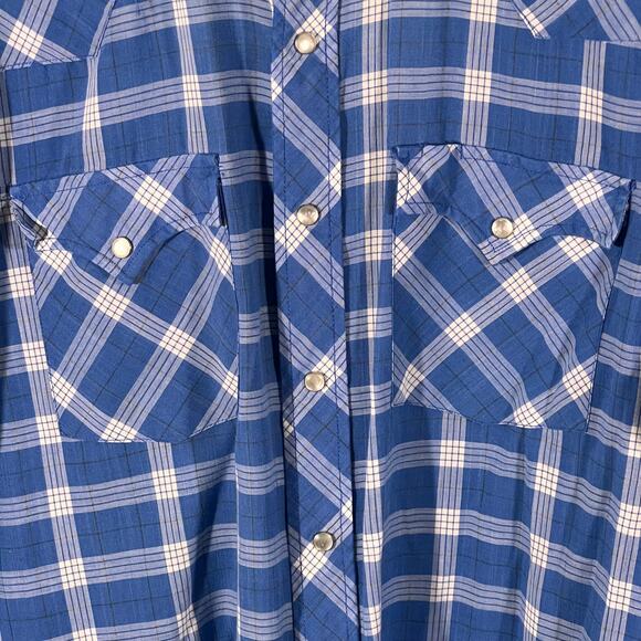 Youngbloods Western Pearl Snap Blue Plaid Shirt Rodeo Womens Large - Picture 8 of 13